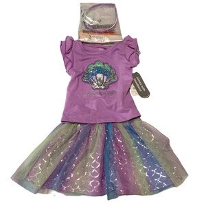 Wonder Nation girls outfit set purple mermaid seashell headband size 18m NWT